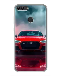 Чехол для Huawei P Smart (Enjoy 7s, FIG-LA1) с картинкой «Audi RS — красный стиль»