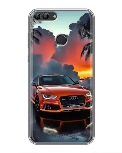 Чехол для Huawei P Smart (Enjoy 7s, FIG-LA1) с картинкой «Audi — закат»