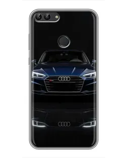 Чехол для Huawei P Smart (Enjoy 7s, FIG-LA1) с картинкой «Audi — ночное отражение»