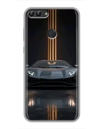 Чохол для Huawei P Smart (Enjoy 7s, FIG-LA1) з картинкою «Lamborghini золоті лінії»