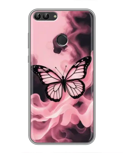 Чехол для Huawei P Smart (Enjoy 7s, FIG-LA1) с картинкой «Бабочка в дыму»