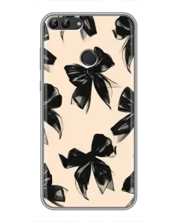 Чохол для Huawei P Smart (Enjoy 7s, FIG-LA1) з картинкою «Патерн чорні банти»