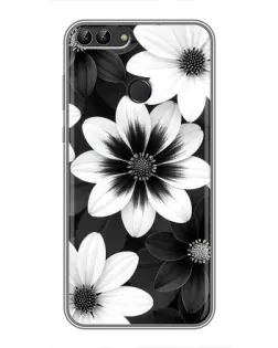Чохол для Huawei P Smart (Enjoy 7s, FIG-LA1) з картинкою «Монохромні айстри»