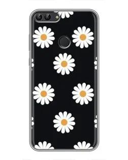 Чохол для Huawei P Smart (Enjoy 7s, FIG-LA1) з картинкою «Ромашки на чорному»