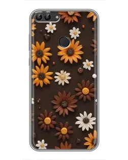 Чохол для Huawei P Smart (Enjoy 7s, FIG-LA1) з картинкою «Візерунок з маленьких соняшників»
