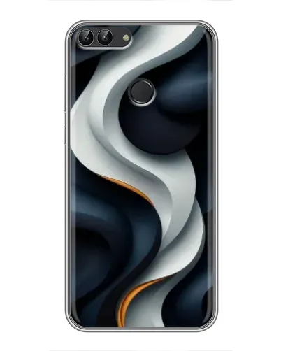 Чохол для Huawei P Smart (Enjoy 7s, FIG-LA1) з картинкою «Об'ємні чорно-білі стрічки»