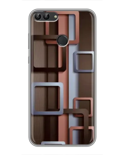 Чохол для Huawei P Smart (Enjoy 7s, FIG-LA1) з картинкою «Коричневі об'ємні квадрати»
