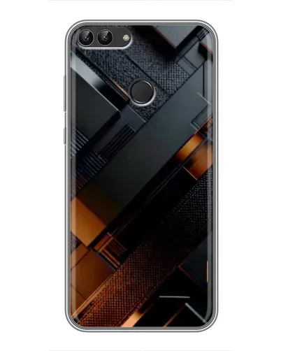 Чохол для Huawei P Smart (Enjoy 7s, FIG-LA1) з картинкою «Чорні геометричні блоки»