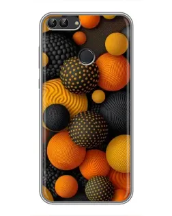 Чохол для Huawei P Smart (Enjoy 7s, FIG-LA1) з картинкою «Об'ємні помаранчеві сфери»