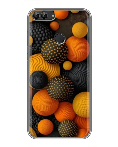 Чохол для Huawei P Smart (Enjoy 7s, FIG-LA1) з картинкою «Об'ємні помаранчеві сфери»
