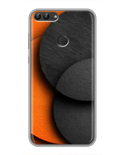 Чохол для Huawei P Smart (Enjoy 7s, FIG-LA1) з картинкою «Геометрія помаранчевих кіл»