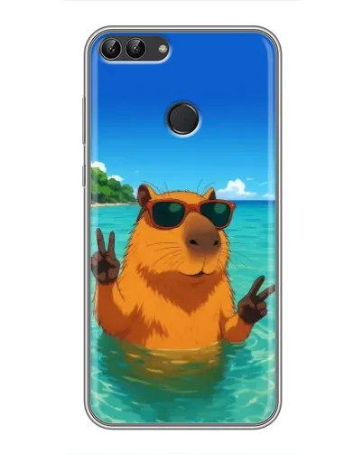 Чехол для Huawei P Smart (Enjoy 7s, FIG-LA1) с картинкой «Морская капибара»
