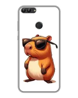 Чехол для Huawei P Smart (Enjoy 7s, FIG-LA1) с картинкой «Капибара в очках»