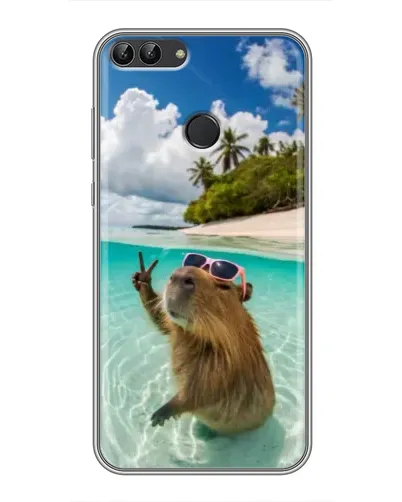 Чехол для Huawei P Smart (Enjoy 7s, FIG-LA1) с картинкой «Капибара на море»