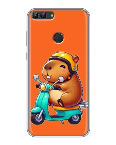 Чехол для Huawei P Smart (Enjoy 7s, FIG-LA1) с картинкой «Капибара на скутере»