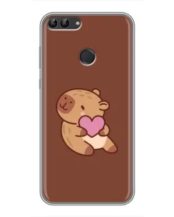 Чехол для Huawei P Smart (Enjoy 7s, FIG-LA1) с картинкой «Капибара с сердцем»