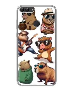 Чехол для Huawei P Smart (Enjoy 7s, FIG-LA1) с картинкой «Крутые капибары музыканты»