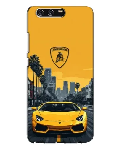 Чехол для Huawei P10 Plus (VKY) с картинкой «Желтый Lamborghini город»