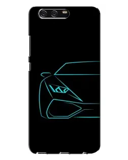 Чехол для Huawei P10 Plus (VKY) с картинкой «Голубой силуэт Lamborghini»