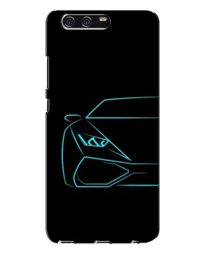 Чехол для Huawei P10 Plus (VKY) с картинкой «Голубой силуэт Lamborghini»