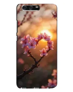 Чохол для Huawei P10 Plus (VKY) з картинкою «Рожевий цвіт  сердечко на тлі заходу»