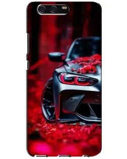 Чехол для Huawei P10 (VTR) с картинкой «Спортивная BMW и цветы»