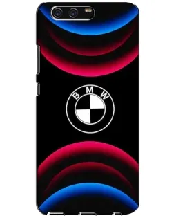 Чехол для Huawei P10 (VTR) с картинкой «Логотип BMW и неоновые дуги»