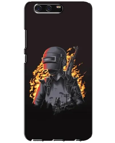 Чехол для Huawei P10 (VTR) с картинкой «PUBG — огненный силуэт»