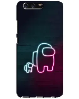 Чехол для Huawei P10 (VTR) с картинкой «Among Us неон-арт»