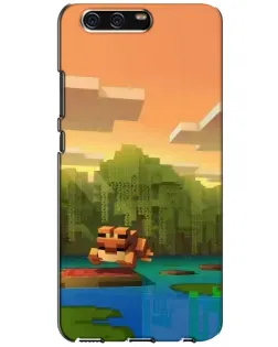 Чехол для Huawei P10 (VTR) с картинкой «Майнкрафт закат солнца»