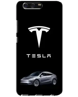 Чехол для Huawei P10 (VTR) с картинкой «Tesla Model Y»