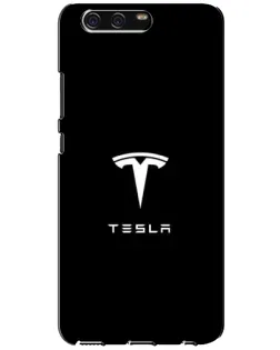 Чехол для Huawei P10 (VTR) с картинкой «Tesla White Logo»
