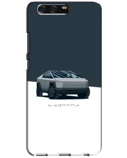 Чехол для Huawei P10 (VTR) с картинкой «Серебристый Cybertruck Tesla»