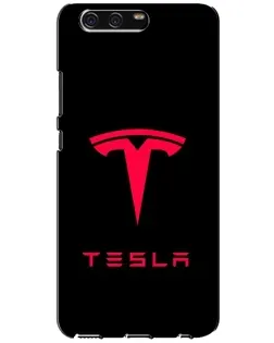 Чехол для Huawei P10 (VTR) с картинкой «Tesla Red Logo»