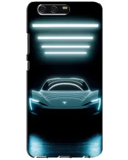 Чехол для Huawei P10 (VTR) с картинкой «Tesla в неоне»