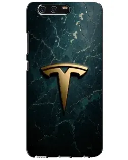 Чехол для Huawei P10 (VTR) с картинкой «Мраморная Tesla Gold»