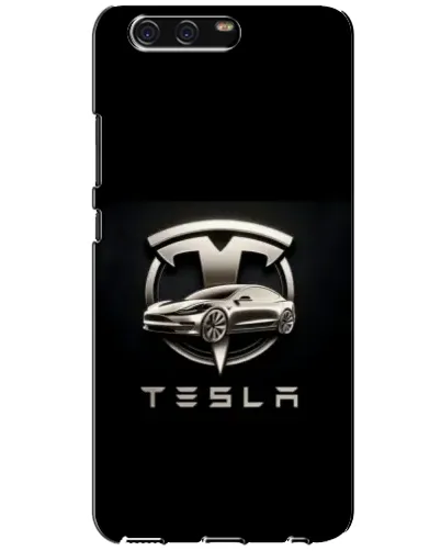 Чехол для Huawei P10 (VTR) с картинкой «Tesla — серебристое авто»