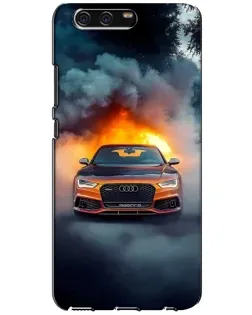 Чехол для Huawei P10 (VTR) с картинкой «Audi в огненном дыму»
