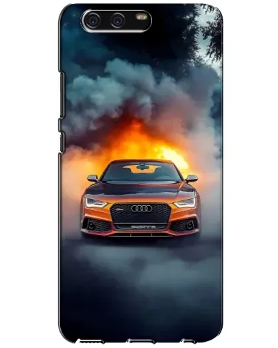 Чехол для Huawei P10 (VTR) с картинкой «Audi в огненном дыму»