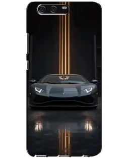 Чехол для Huawei P10 (VTR) с картинкой «Lamborghini золотые линии»