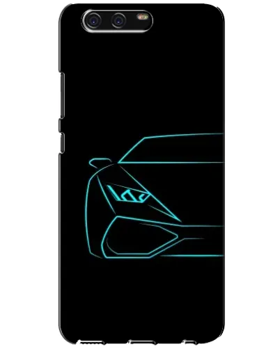 Чехол для Huawei P10 (VTR) с картинкой «Голубой силуэт Lamborghini»