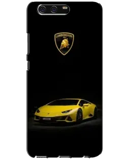 Чехол для Huawei P10 (VTR) с картинкой «Lamborghini желтый акцент»