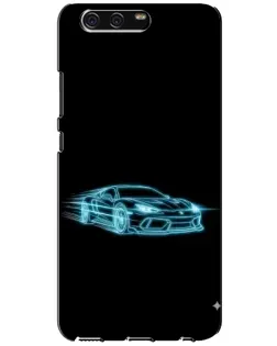 Чехол для Huawei P10 (VTR) с картинкой «Неоновый контур Lamborghini»
