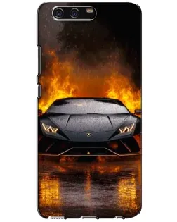 Чехол для Huawei P10 (VTR) с картинкой «Lamborghini в огне»