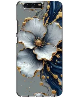 Чехол для Huawei P10 (VTR) с картинкой «Белый цветок и золотой флюид»