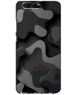 Чехол для Huawei P10 (VTR) с картинкой «Темный абстрактный камуфляж»