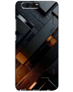 Чехол для Huawei P10 (VTR) с картинкой «Черные геометрические блоки»