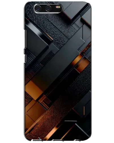 Чехол для Huawei P10 (VTR) с картинкой «Черные геометрические блоки»
