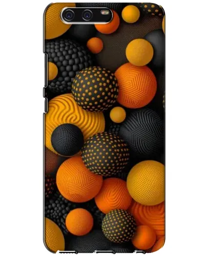 Чехол для Huawei P10 (VTR) с картинкой «Объемные оранжевые сферы»