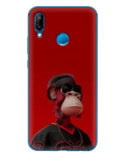 Чехол для Huawei P20 Lite (2019) с картинкой «Bored Ape в красном»